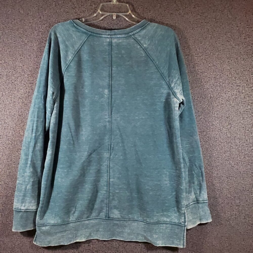 Balance Collection Lightweight Fleece Yoga Tunic Sweatshirt Faded Teal L - Picture 2 of 3